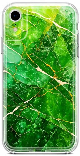 Berkin Arts Compatible with iPhone XR Case Clear TPU Cover Green Marble Design Pop Art Abstract Aesthetic Geometry
