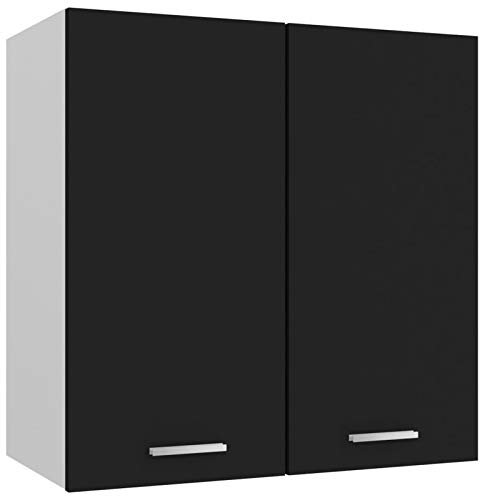 Homgoday Hängeschrank mit 2 Regalböden Küchenhängeschränke Küchenschrank Mehrzweckschrank Küche Küchenmöbel Oberschrank Küchenschrank Modern Schwarz 60x31x60 cm Holzwerkstoff
