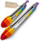 2-er Pack Küchenzange,22 & 30 cm Silikon-Zange für Air-Fritteuse & Grill, Edelstahl-Küchenzange mit Verriegelungsclip für BBQ, Servieren (Regenbogenfarben)