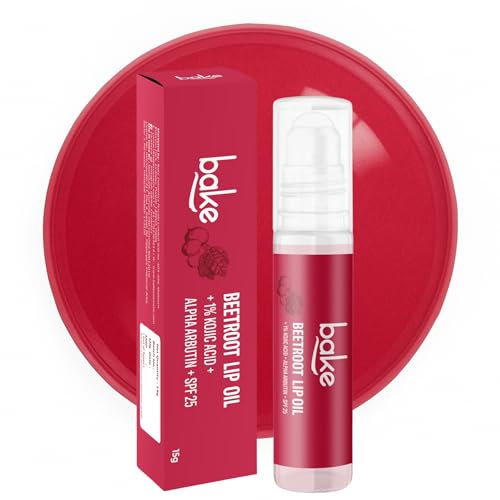 BAKE 1% Kojic Acid Beetroot Tinted Brightening Lip Balm Oil For Dark & Pigmented Lips With Spf 25 Pa++++ With Alpha Arbutin - 15G
