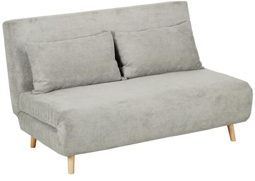 HOMCOM Schlafsofa, Klappbett mit Bettfunktion, Rückenkissen, Polstersofa mit Verstellbarer Rückenlehne, Samtoptik, 141 x 90 x 81 cm, Grau