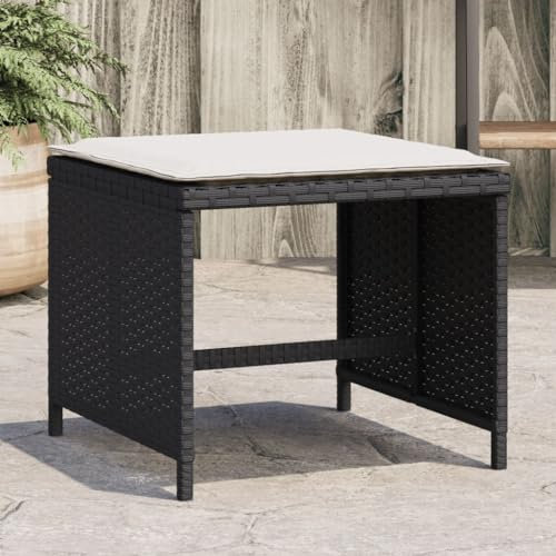 Gartenhocker mit Kissen 4 Stk Schwarz 40x40x35 cm Poly Rattan bequem und pflegeleicht für Garten und Terrasse