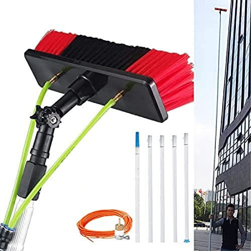 Ausrüstung für Fensterreinigungsbürsten, Fensterreinigungsset, Stange mit Wasser-/Schlauchzufuhr, Reinigungsbürste mit langem Griff, ausziehbarer Reiniger für Wintergartendach, 6-Uhr-Stab, 5