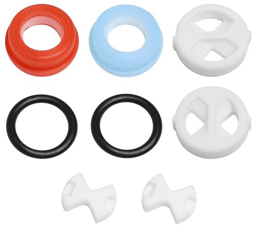 Tap Washers for Mixer Taps 8pcs Ceramic Tap Valve Cartridge Replacement Kit with Ceramic Discs 1/2 Turn Silicone O Ring Gaskets Washers for Kitchen Sink Leaking Tap Repair