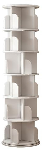 Btsunotr Drehbares Bücherregal 3/4/5/6-stufiges 360°-Bücherregal stehendes Bücherregal zur Aufbewahrung stapelbarer Bücherregal-Organizer Vitrinenschrank für Schlafzimmer Wohnzimmer(Weiß,40 * 190cm)