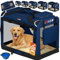 CADOCA® Hundebox faltbar Transportbox XXXL 101x70x70cm robust atmungsaktiv Transporttasche Auto Rückbank Haustiertransportbox Hundetragetasche Navyblau