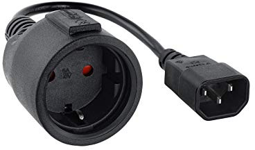 NANOCABLE 10.22.0902 Adapterkabel für USV, C14-Stecker auf CEE7-Buchse, 50 cm, Schwarz