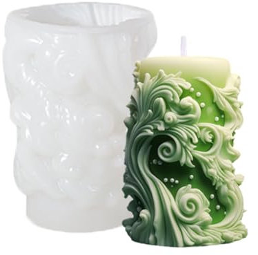 Wave Pattern Candle Moulds for Candle Making, Pillar Wave Candle Mould, Silicone Epoxy Resin Moulds, Silicone Candle Making Moulds for Making 3D Candles Soap Aromatherapy DIY Crafts