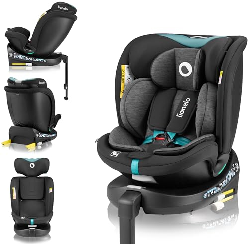 LIONELO NAVY i-Size Drehbarer 360o Kindersitz, 40-150 cm, Gruppe 0+1 2 3, vorwärts- und rückwärtsgerichtete Montage, ISOFIX und Stützfuß, Verstellbare Kopfstütze und Rückenlehne, Dri-Seat Einsatz