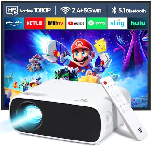 Nuovo mini proiettore, proiettore WiFi e Bluetooth, Full HD 1080P, supporto 4K Home Theatre proiettore portatile, compatibile con iOS/Android/Laptop/HDMI/PC/TV Stick/USB (nero)