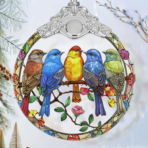 Ornamenti natalizi - Decorazioni natalizie in vetro colorato - Ornamenti per uccelli per albero di Natale - Ornamento per albero di Natale - Regalo per gli amanti degli uccelli - Regali per gli amici