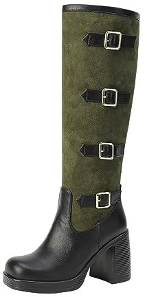 Stivali alti al ginocchio da donna con plateau sopra il ginocchio stivali alti alla coscia stivali da cowboy stivali da donna alti al ginocchio con cerniera laterale stivali neri tacco grosso stivali