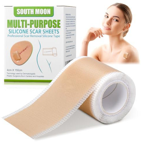 Silikon Narbenpflaster, 4×150cm Silicone Scar Tape, Silicone Scar Sheets, Silikonpflaster für Operationsnarben Kaiserschnittnarben