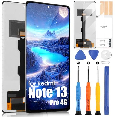 ARSSLY LCD Schermo per Xiaomi Redmi Note 13 PRO 4G LCD Display per Redmi Note13 PRO 4G 23117RA68G 2312FPCA6G Display Touch Screen Digitizer Ricambio Assembly + Riparazione Kit (Nero, 6.67)