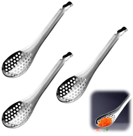 Aililong Edelstahl Löffel Set für die molekulare Küche - 3-in-1 Küchenlöffel Combo mit effizienter Drainage und ergonomischem Design.