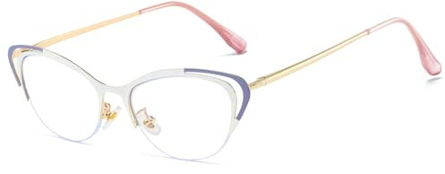 LJCZKA Kleine Blaulichtfilter Brille Katzenauge für Damen Retro Katzenaugen Brillengestelle Damen Ohne Stärke Frauen für PC, TV and Handy
