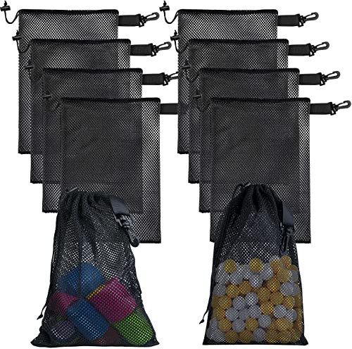 JYiuog Nylon-Netztaschen mit Kordelzug und Clips, tragbare Aufbewahrungstaschen für Spielzeug, Sport, Aufbewahrung, Tauchen, Outdoor-Aktivitäten und mehr,Schwarze (10, 40x50cm)