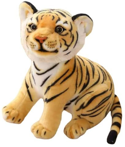 AQCQDQ Tiger Kuscheltier Tiger Stofftier Realistische Tiger Plüschtier Kinder Plüsch Spielzeug Gemütliches Schmusetie Geburtstagsgeschenk für Kinder (27cm,Gelb)