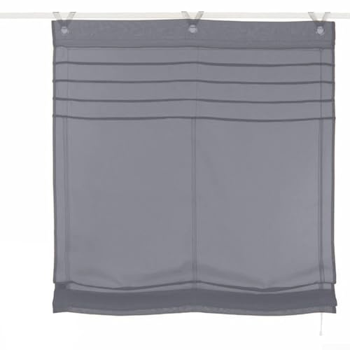 Elegante Raffrollos mit Ösen, 120 x 140 cm, Raffrollo, Fenstervorhang für Küche, Büro, mehrere Farben (dunkelgrau)