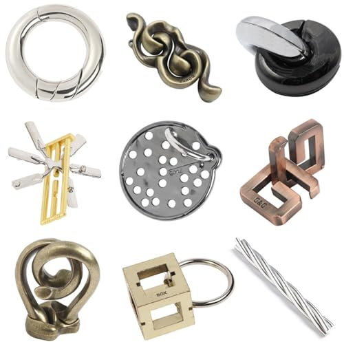 Joyeee 9-teiliges Denksport Puzzle aus Metalldraht, Denkspiel IQ Test zum Entsperren von Spielzeug, Interlock Challenge Puzzle Spiel, pädagogisches Spielzeug, Geschenk für Teenager, Erwachsene, #G
