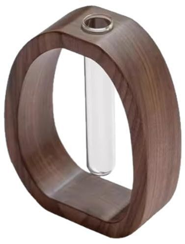 Rersduyt Solid Wood Frame Glass Test Tube Vase Desk Hydroponic Plant Enhances Home and Office Environment