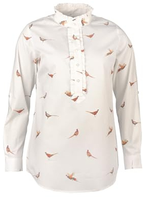 Ladies Country Overhead Frilly Blouse Women's Ruffled Oxford Cotton Shirt