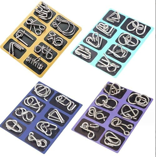 Brain Teaser Puzzle Set mit 24 Puzzles aus Metall, IQ Test Disentanglement Puzzles Magic Toy Trick für Erwachsene und Kinder