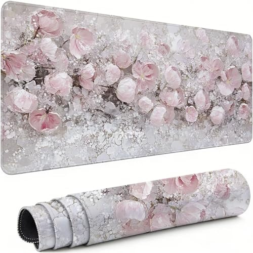 Tapis de Souris XXL Beige 1400x600x3mm Antidérapant Rubber Base Tapis de Souris Gamer Rose Précision Compatible Toutes Mouse, Revêtement Doux Imperméable Protege Bureau pour Home Bureau Gaming xg-794