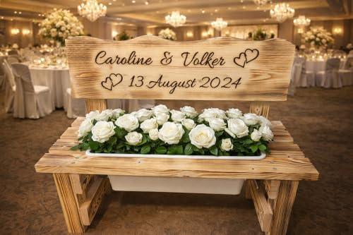 KlaSa Kreativwerkstatt Personalisiertes Hochzeitsgeschenk mit Namen & Datum – Individuelles Geschenk zur Hochzeit – Geschenk für Brautpaar – Personalisiert – Erinnerungsstück Hochzeit