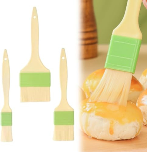 ZUWIJEQ 3 Pcs Pincel de Repostería, Pincel Cocina Resistentes al Calor, Pincel para Barbacoa, Brocha Reposteria, Pincel Aceite, Cepillos para Hornear Cocinar Barbacoa Pasteles Adobos, Salsas
