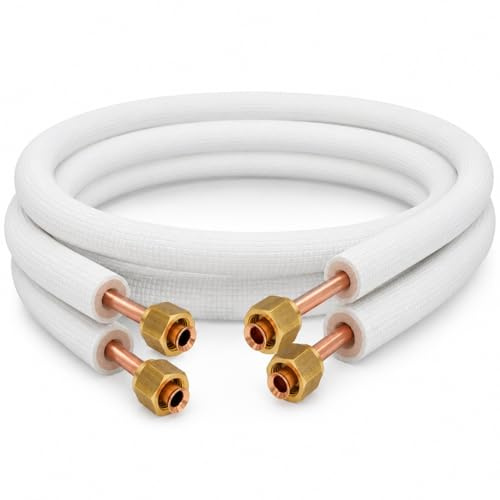 Kit de Tubería de Cobre Aislada para Aire Acondicionado Split, 1/4 y 3/8, Compatible con R32, R410A y R407C, Tubo Frigorífico con Tuercas (300, Centímetros)