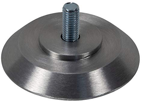 GedoTec Möbelfuß Silber Schrankfuß rund Verstellfuß mit Gewindestift M8 | Sockelfuß Aluminium matt | Sofa-Fuß mit Höhe: 19 mm | Kunststoff Bodengleiter-Ø 65 mm | 1 Stück - Möbel-Gleiter für Kommoden