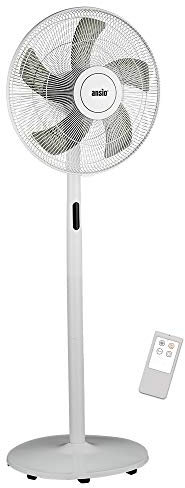ANSIO Pedestal Fan with Remote Control - 5 Blades -8 Speed Level Stand Fan with Adjustable Height -16 inch Oscillating fan -Ideal for Home and Office - White