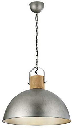 Trio Leuchten Pendelleuchte Delhi 303400167, Metall Nickel matt antik, Tülle Holz, exkl. 1x E27