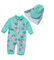 BONVERANO Maillot de Bain Bébé Fille / Combinaison de Soleil UPF 50+ Protection Solaire Une Pièce Pleine Longueur Zip avec Chapeau Soleil - Vert - 2-3 ans