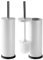 Harbour Housewares Toilet Brush and Holders - Matte White - Pack of 2 - Round Toilet Bowl Brush & Holder Stainless Steel Bathroom Deep Cleaning Scrub