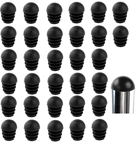 LEZED Embout Bouchons pour Tube de Chaise de Rond Noirs Embout Entrant Embout Pied de Chaise Caoutchouc Pied de Chaise Protection 32 Pièces (16mm)