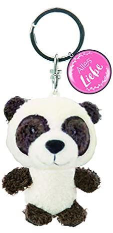 NICI 47535 Schlüsselanhänger 7cm Liebe – Glücksbringer Panda-Anhänger für Schlüsselband, Schlüsselbund & Schlüsselkette, Cartoon, weiß/schwarz