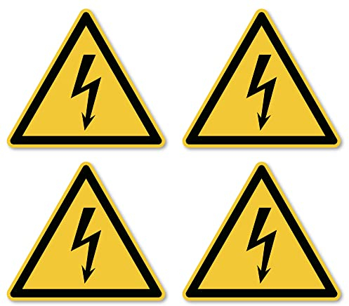 Warnung vor elektrischer Spannung: W012 - DIN EN ISO 7010 / ASR A1.3 - Aufkleber: 7.5 cm, 4 Stück