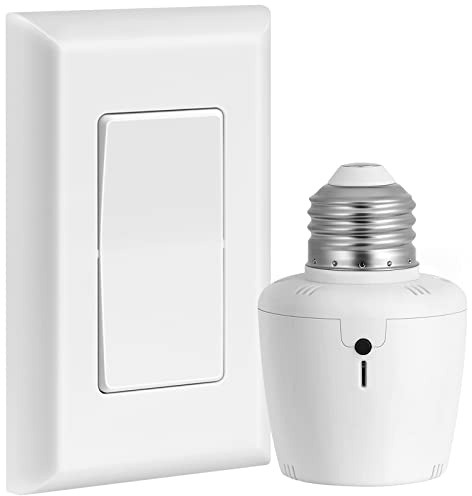 SURAIELEC Remote Control Light Bulb Socket, Wall Mount Switch, E26 E27 Lamp Socket, No Wiring, 100FT Range, Wireless Light Switch for Lamps, Pull Chain Light Fixture, Pull String (Shorter Version)