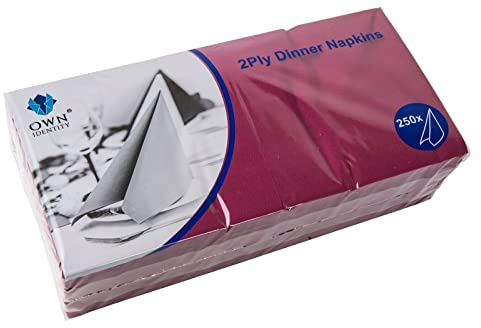 We Can Source It Ltd – Burgundy Red 40cm 2-Ply Paper Napkins – Absorbent Dinner Serviettes with 4-Fold Square Design – Ideal for Catering, and Events – Strong and Disposable - 250 Napkins (1Pack)