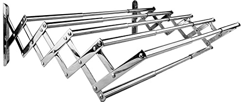 ILIKEPOW Wandmontierte Wäscheständer (40-70 cm) Edelstahl Wandmontage Platzsparender Klappbarer Wäscheständer mit Ausziehbar Ausziehbare Akkordeonwand für Bad Balkon