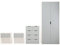 AFN Delvito 4 Piece Bedroom Furniture Set - Includes Wardrobe, 5 Drawer Chest, Bedside Cabinet (Grey on White)