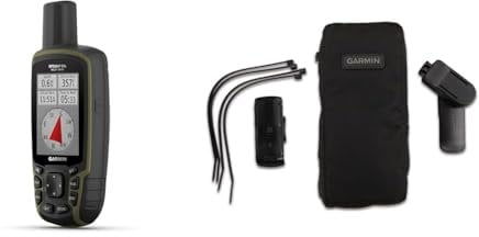 Garmin GPSMAP 65s – Robustes GPS-Outdoor-Navi mit vorinstallierter TopoActive Europakarte, 2,6“ Farbdisplay & Outdoor-Halterungspaket mit Tasche kompatibel mit vielen Garmin Outdoor GPS Geräten