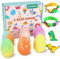 Bath Bombs for Kids, Panspace 6 Pack Dino Egg Kids Bath Bombs with Surprise Inside, Bath Bomb Gift Set with 2 Silicone Bracelets and 6 DIY Dinosaur Shoe Charms for Birthday Christmas