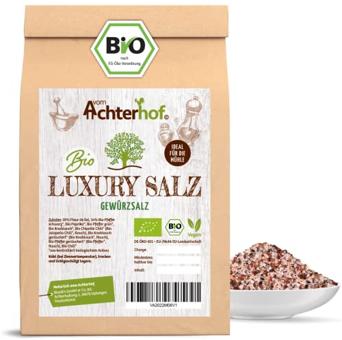 Luxury Salz Gewürzsalz 100g | Pfeffer der Malabarküste mit feinstem Fleur de Sel | ideal zu Steaks, Schmorgerichten und Saucen | vom Achterhof