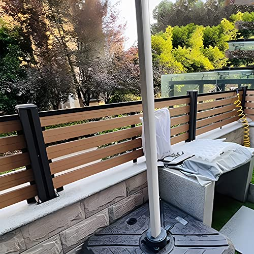 LZMZMQ WPC Sichtschutzzaun Outdoor Indoor Metall Kunststoff Holzzaun Set, Für Geschlossene Veranda-Terrassen-Hof-Aluminium-Zaun-Paneele/Trennwand, Breite 100 120 140 160 180 cm