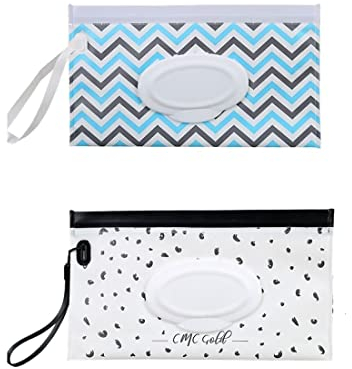 2 Stück Feuchttüchertasche, Wiederverwendbarer EVA-Feuchttücher-Spender Etui für tragbare Feuchttücher-Transporttaschen für Baby-Reisetasche (2 Modelle)
