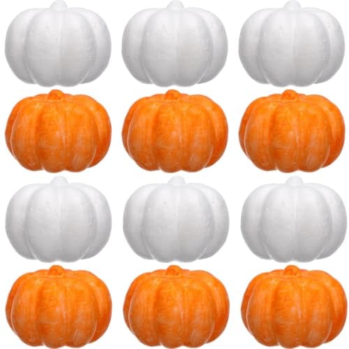 Angoily 20 Piezas Calabazas de Espuma, 8.5cm Mini Calabazas Decorativas para Pintar, Adornos de Fiesta de Halloween, Ideal para Decoración de Otoño y Manualidades Infantiles