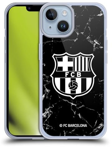 Head Case Designs Officially Licensed FC Barcelona Black Marble Crest Patterns Gel Case [Military Grade Protection] Compatible With Apple iPhone 14